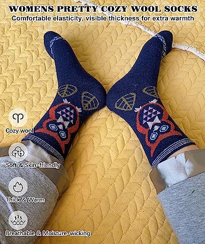 Image of IIG Cute Warm Wool Socks for Women Super Cozy Thick Crew Winter Socks Gifts, 5 Pairs