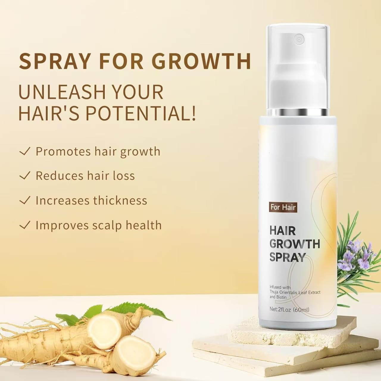 Spray do włosów Snidin, wzmacniający spray przeciw wypadaniu włosów, naturalne serum zagęszczające włosy do suchych i zniszczonych włosów, wspomaga grubsze naturalne włosy,2PCS