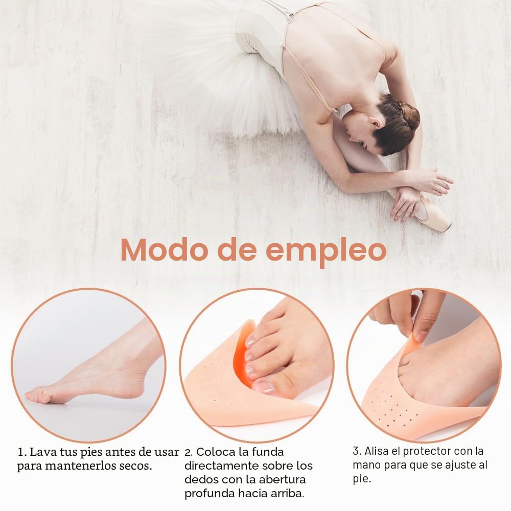 2 Pares Protectores Dedos Pies, Caps Ballet Pointe suave, Protector de Dedo de Ballet, Protectores Dedos Pies Silicona, Protector Dedos Pies Espuma De Ballet, Protectores De Dedos Para Tacones Alto
