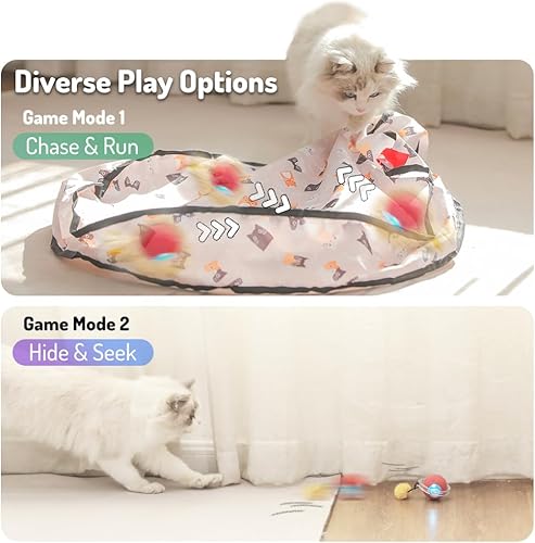 Miniatura 2 de Juguetes interactivos para gatos de interior, juguete automático de bola que se activa con movimiento, juego de escondite y busca para jugar con