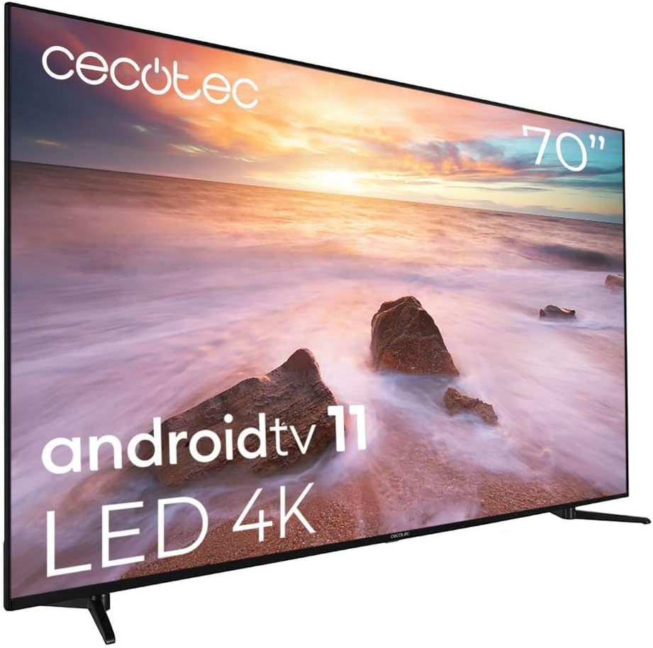 Cecotec Fernseher LED 70″ Smart TV A2 Series ALU20070. 4K UHD, Android 11, Frameless, MEMC, Dolby Vision y Dolby Atmos, HDR10, 2 Lautsprecher de 10W, Modell 2023