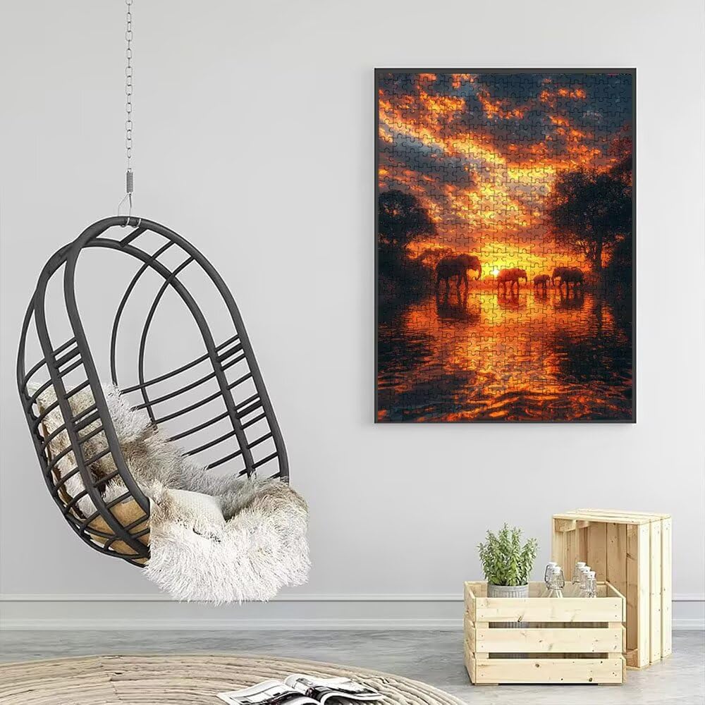Puzzle 3000 Pezzi, Elefante Sera 3D Puzzle per Adulti Impegnativo, Educa Puzzles Artistico, Divertente E Stimolante Puzzles Decorativo per La Famiglia, Regalo e Decorazione Pareti DX0YL6-899