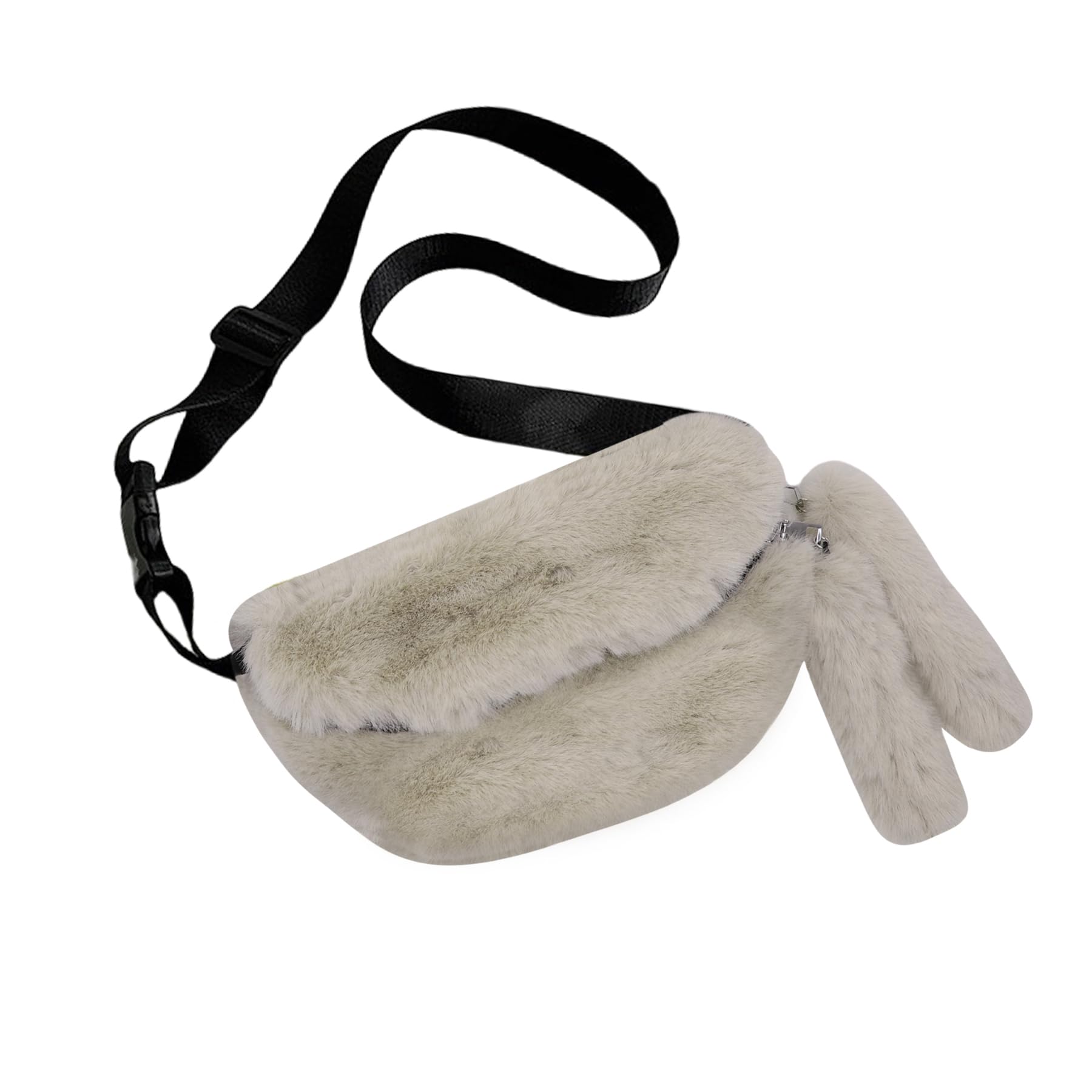 Fuzzy Fanny Pack for Women Faux Fur Belt Bum Bag with Adjustable Strap Waist Pouch Casual Crossbody Purse for Travel