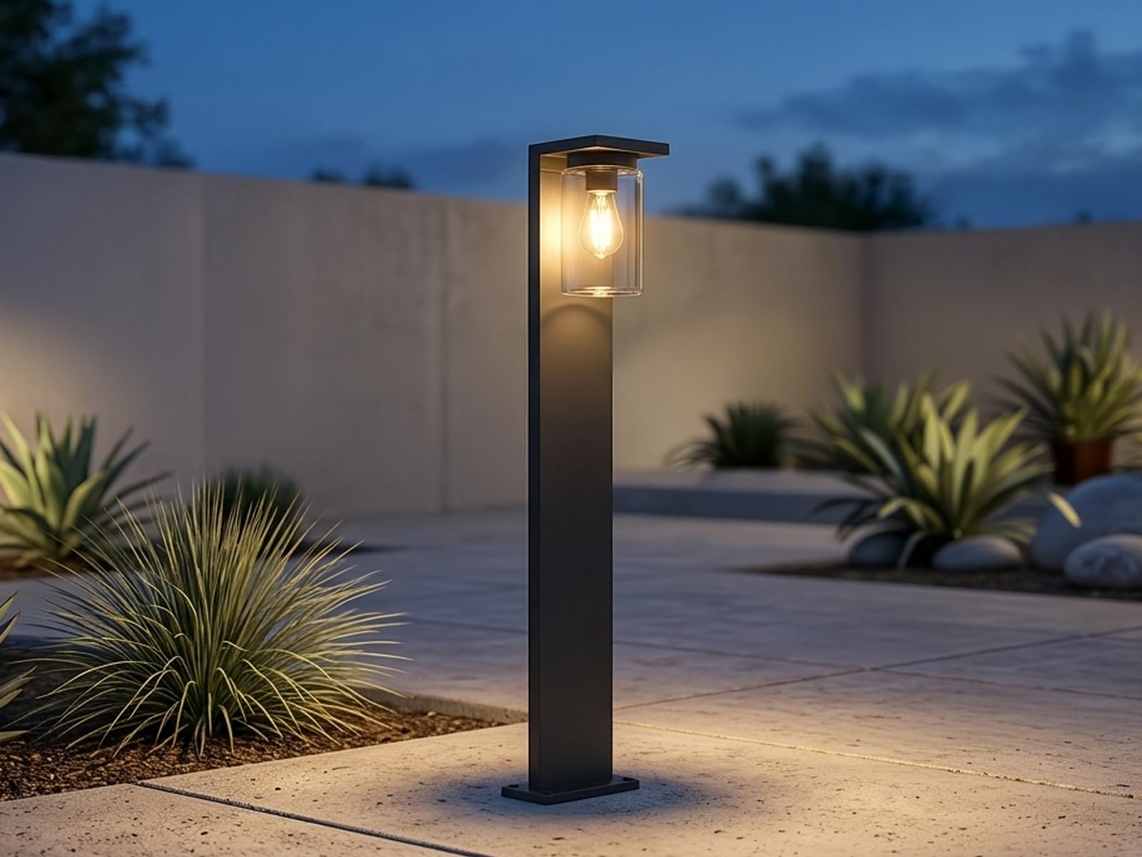 meineWunschleuchte Garten-Laterne Schwarz, Wegeleuchte Gartenbeleuchtung, | Höhe 100cm, mit E27 LED, Landhausstil Außenlaterne Wegbeleuchtung für Einfahrten, Gartenwege und Terrasse IP44