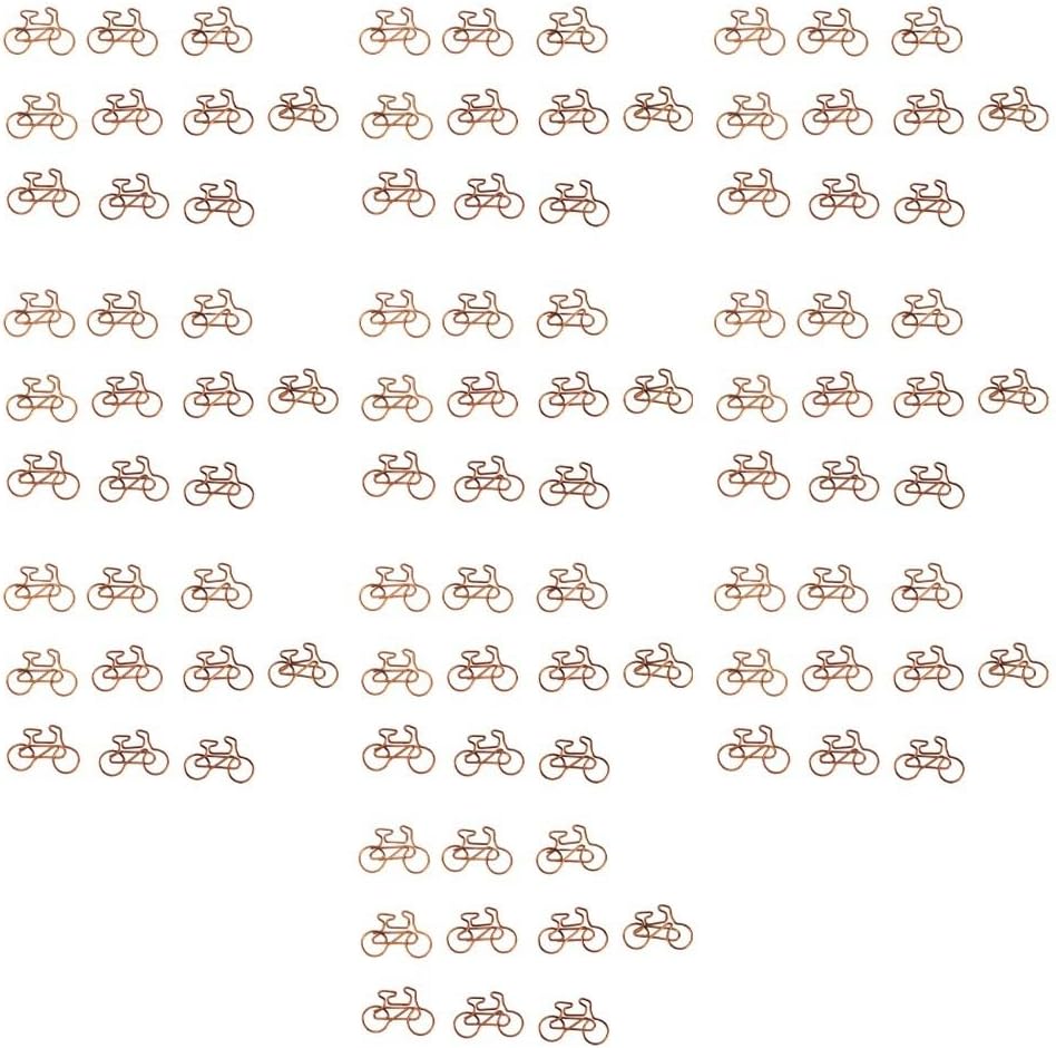 100Pcs Bike Shape Paper Clips - Cute Metal Clamps for Office Documents and Home Organization, Anti-Fade Electroplating Finish