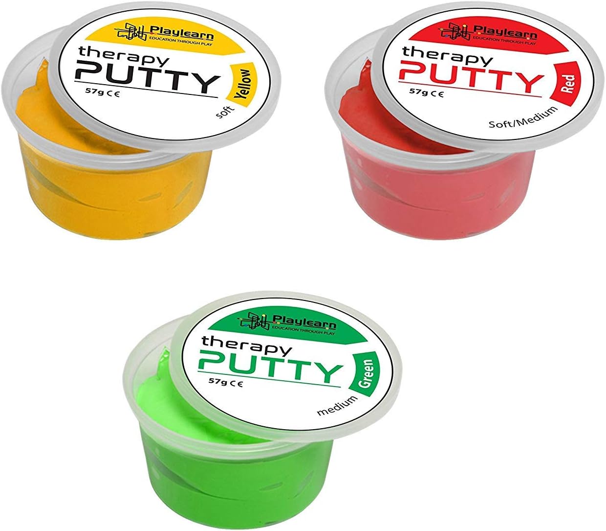 Playlearn Therapy Putty - 3 Strengths - Stress Putty for Kids and Adults - Soft - Medium - Firm : Health & Household