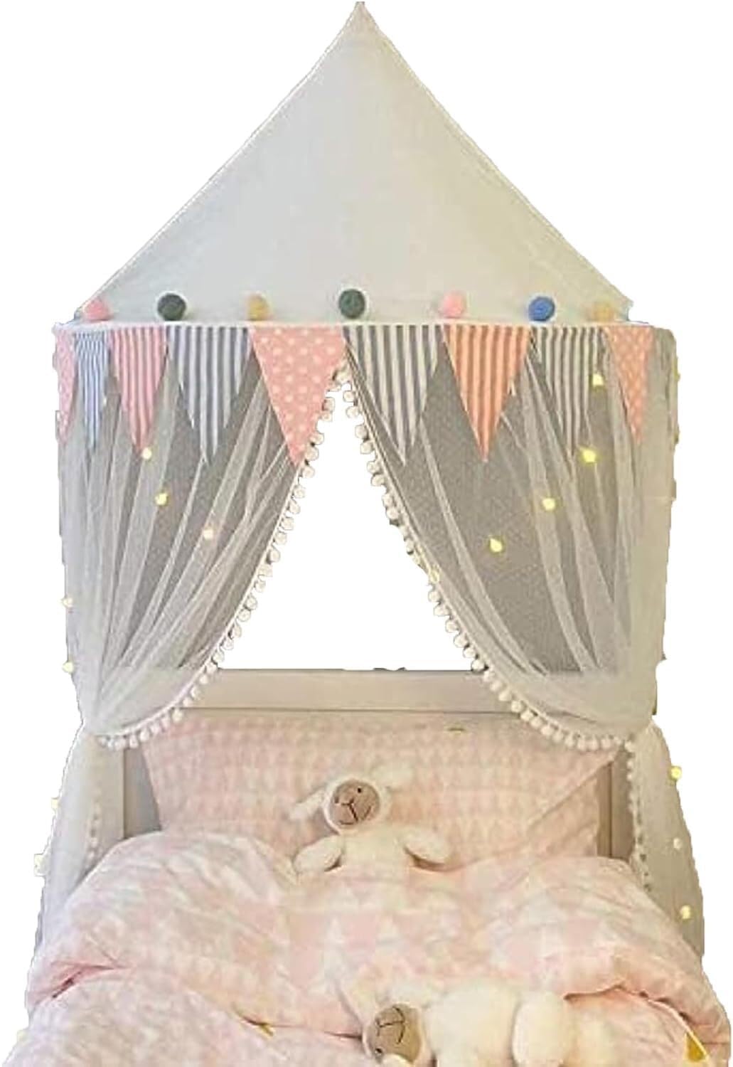 Princess Bed Canopy for Girls, Privacy Protection with Mosquito Net - Solid Color Polyester Curtain - Protection Fit for Girls Adult Bed Bedroom Canopies (Color : A, Size : 1.45m)