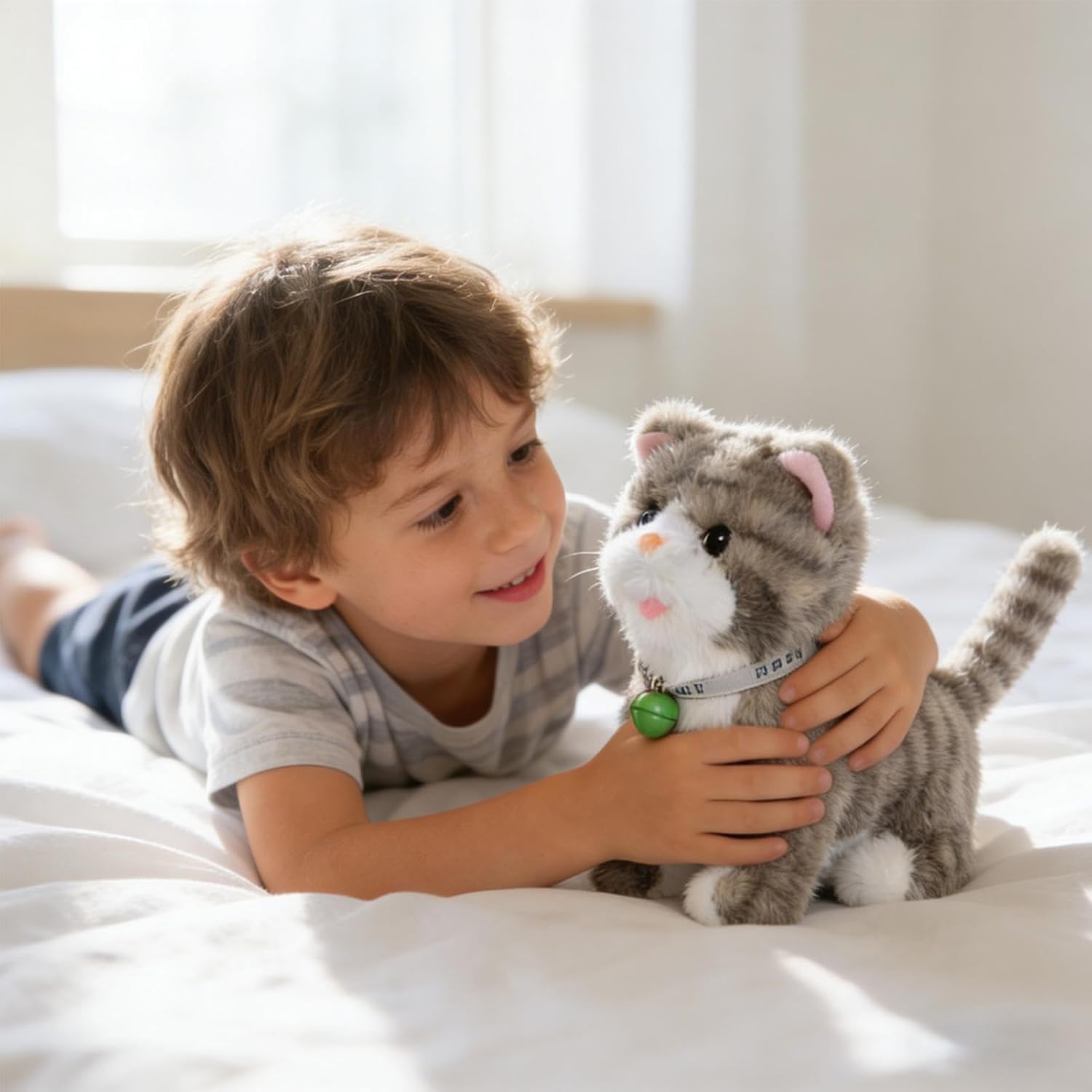 Plush Cat Toy - Talking Kitten Electronic 7" Interactive Musical Toy Funny Educational Toy for Girls Preschool Kids