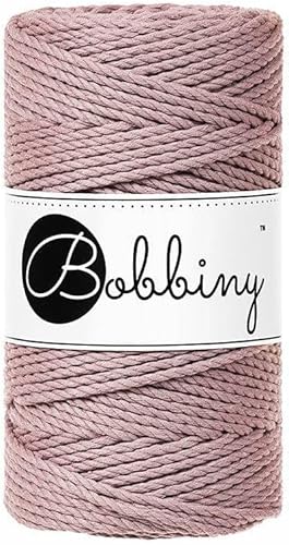 Bobbiny Cordón regular de macramé de 0.118 in de 3 capas (malva), 108yds330 pies (100% algodón reciclado)