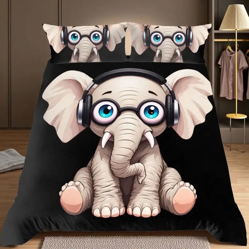 Parure de lit 220x240 éléphant avec housse de couette 2 personnes