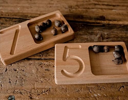 Miniatura 7 de Montessori Counting Tracing Boards. 1-10 Math Number Wooden Trays. Preschool Activity for Toddlers