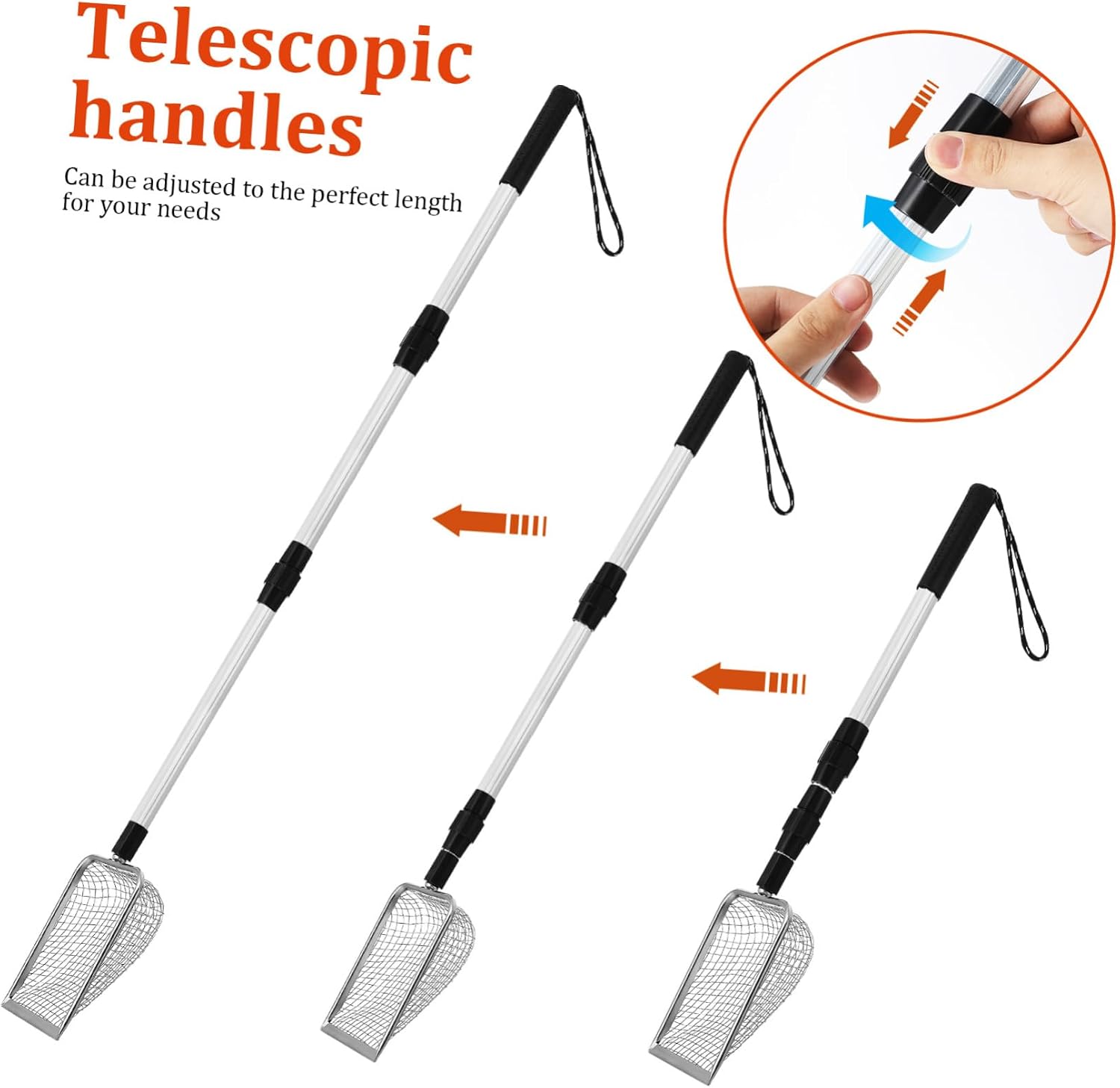 POPETPOP 2pcs Telescopic Cat Litter Scoop Scoopers Fine Mesh for Efficient Sifting Handles for Easy Use Pet Supply for Litter Boxes