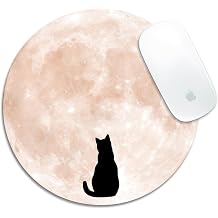 Round Non-Slip Rubber Mouse Pad for Laptop Games, Cat Pattern Mouse Pad for Office Travel Male Female