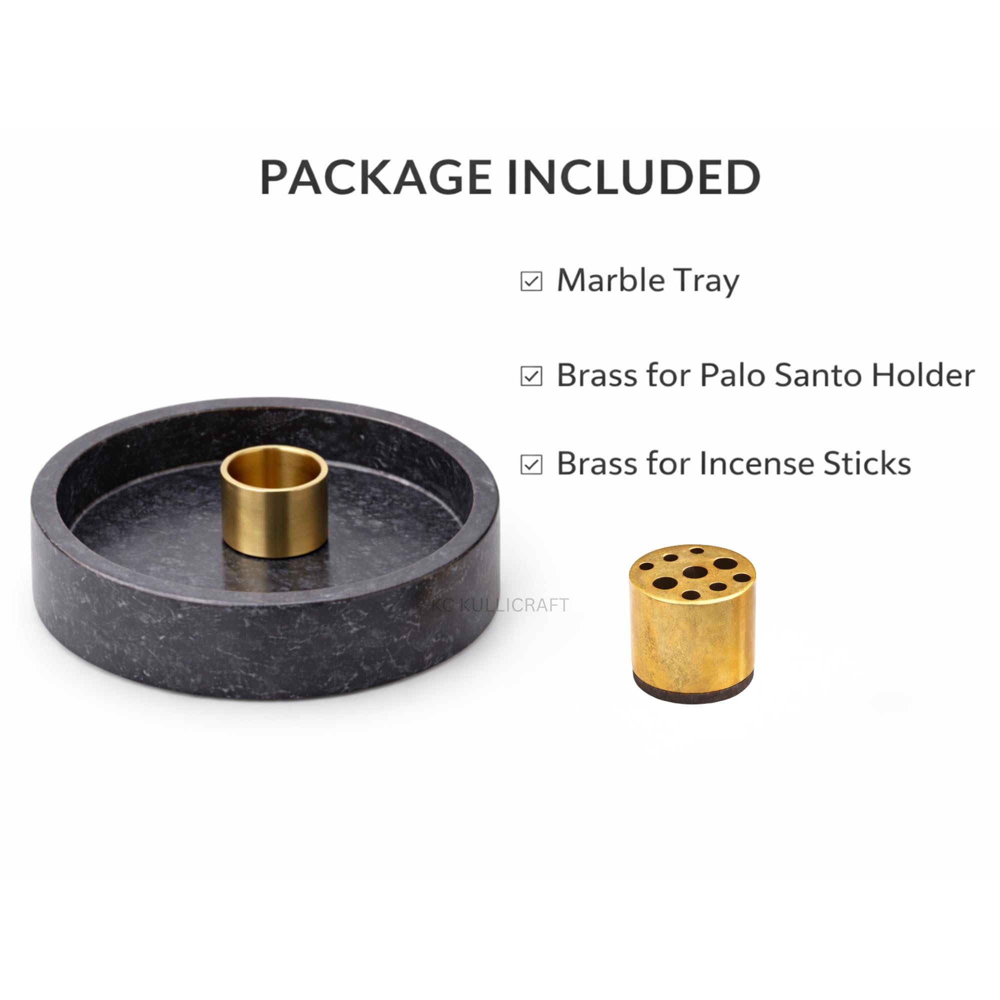 KC KULLICRAFT Natural Marble Palo Santo Holder, Black, 4.72 Inch 1