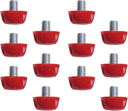 Football Boot Studs, 7mm & 10mm Replacement Spikes, Plastic Soccer Cleat Nails with Wrench for Mens Sports Shoes Repair 12-PackRed 7mm+10mm