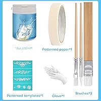 Vista 8 de Kit de crema de cristal para iniciación de 13 onzas para diseños intrincados, manualidades de bricolaje con 3 pinceles de aplicación, 1 cinta