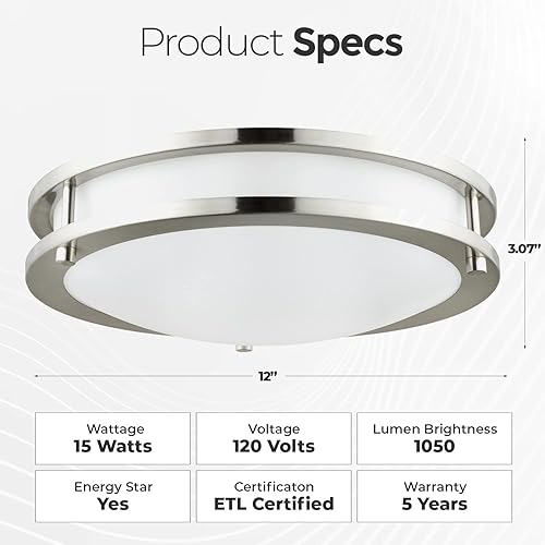 Vista 8 de Lámpara de doble anillo de techo de montaje empotrado de 14 pulgadas, 20 W, 27 K/30 K/35 K/40 K/50K seleccionable, 1400 lúmenes, regulable, LED