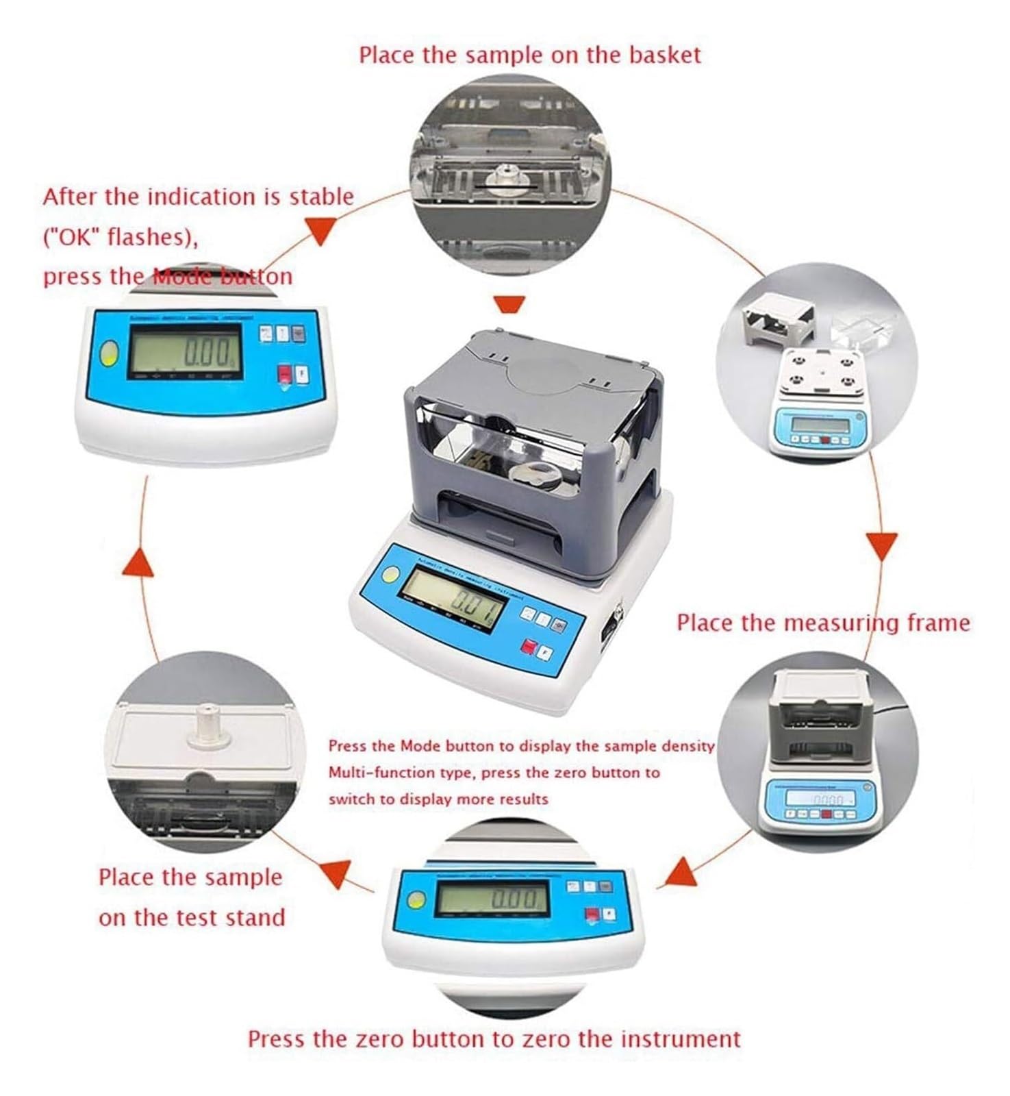 Medidor de pureza de oro, medidor de densidad digital para laboratorio y joyería, instrumento densímetro sólido para análisis