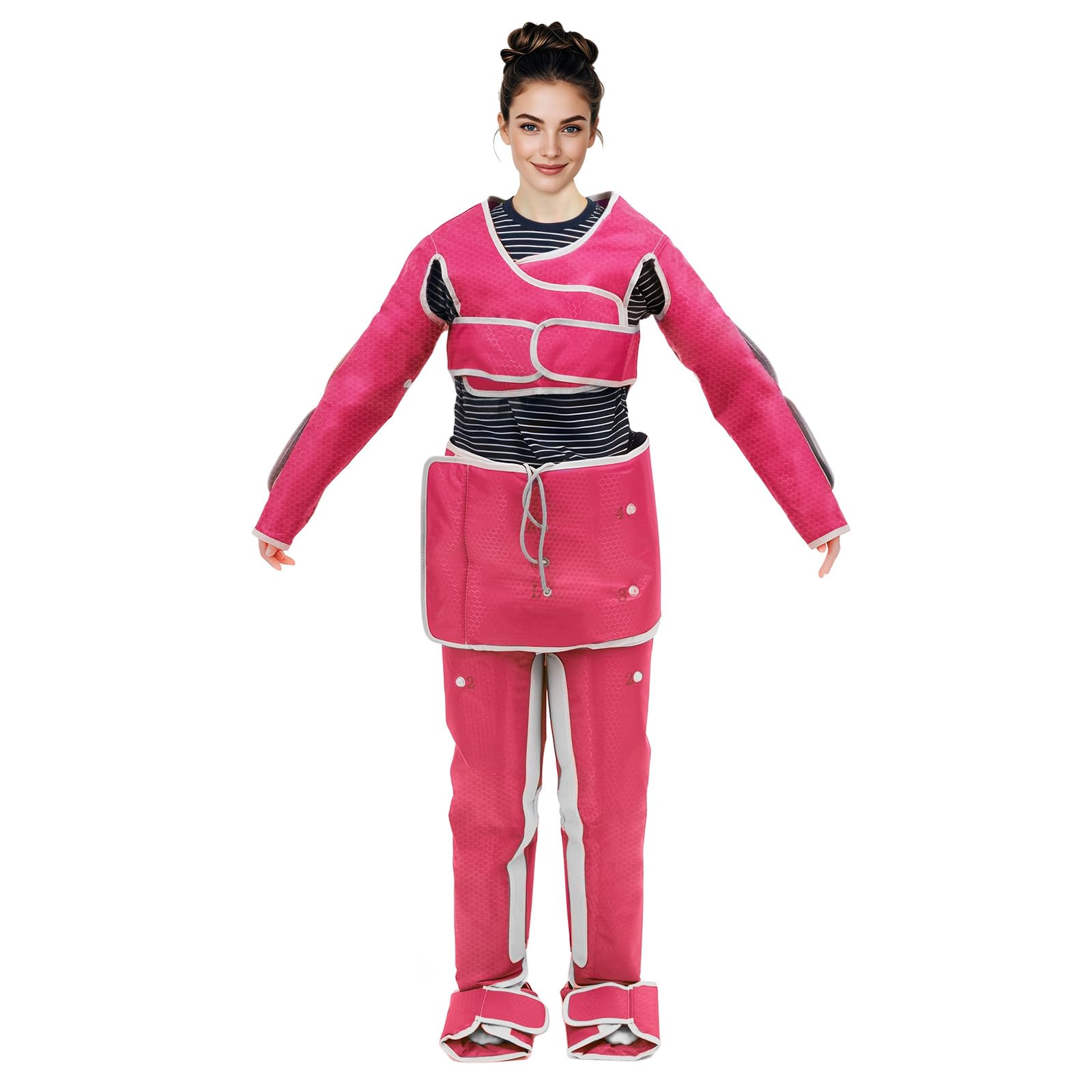 Dispositivo di drenaggio linfatico per gambe, piedi, vita, braccia, intensità di massaggio a 7 marce, modalità massaggio linfomatico, 400 W, massaggio linfatico, gambe, massaggiatore per