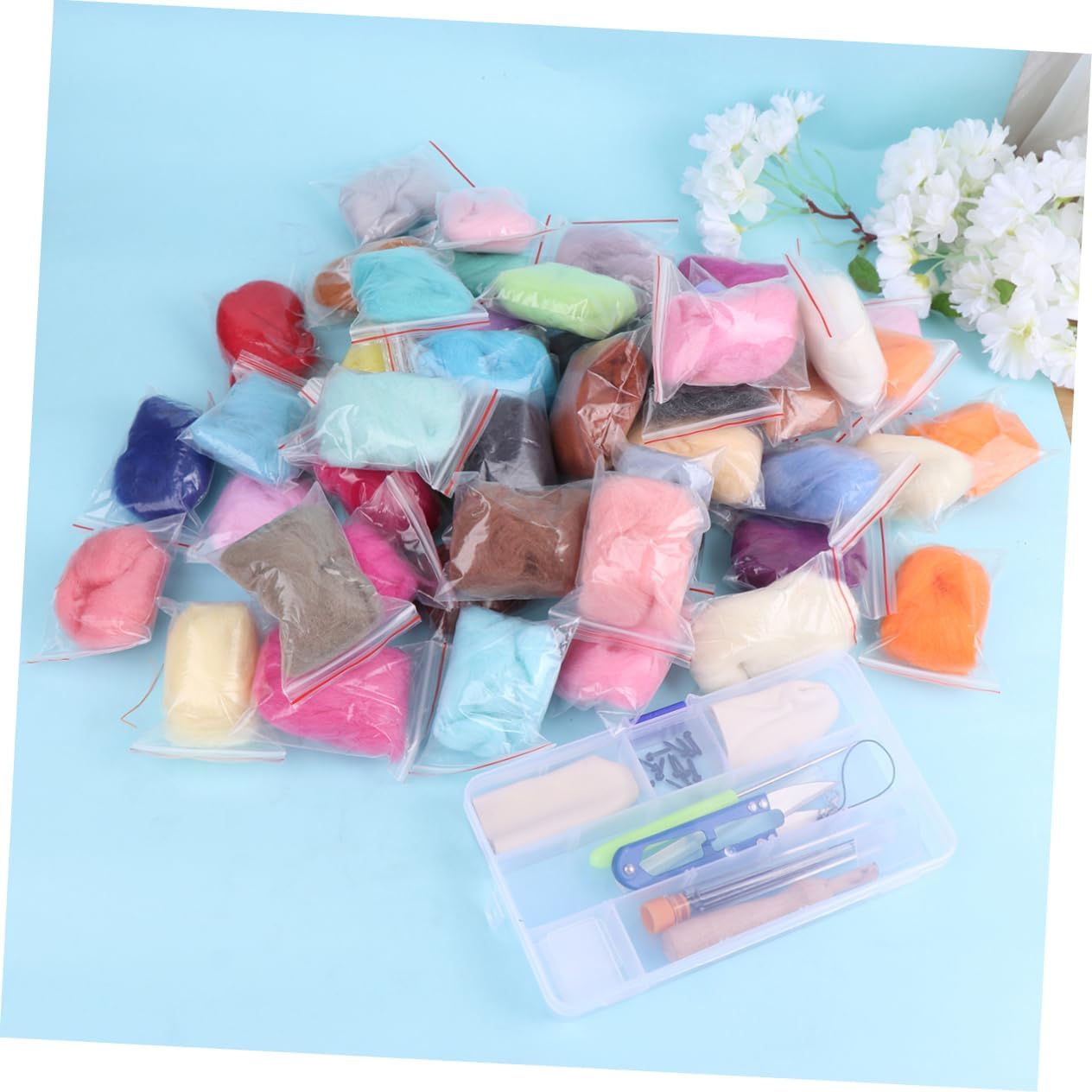 EPIGEIST Complete Wool Felt Tool Set Colors Handmade Roving Felt for Needle Punching Felting Projects for Craft Lovers