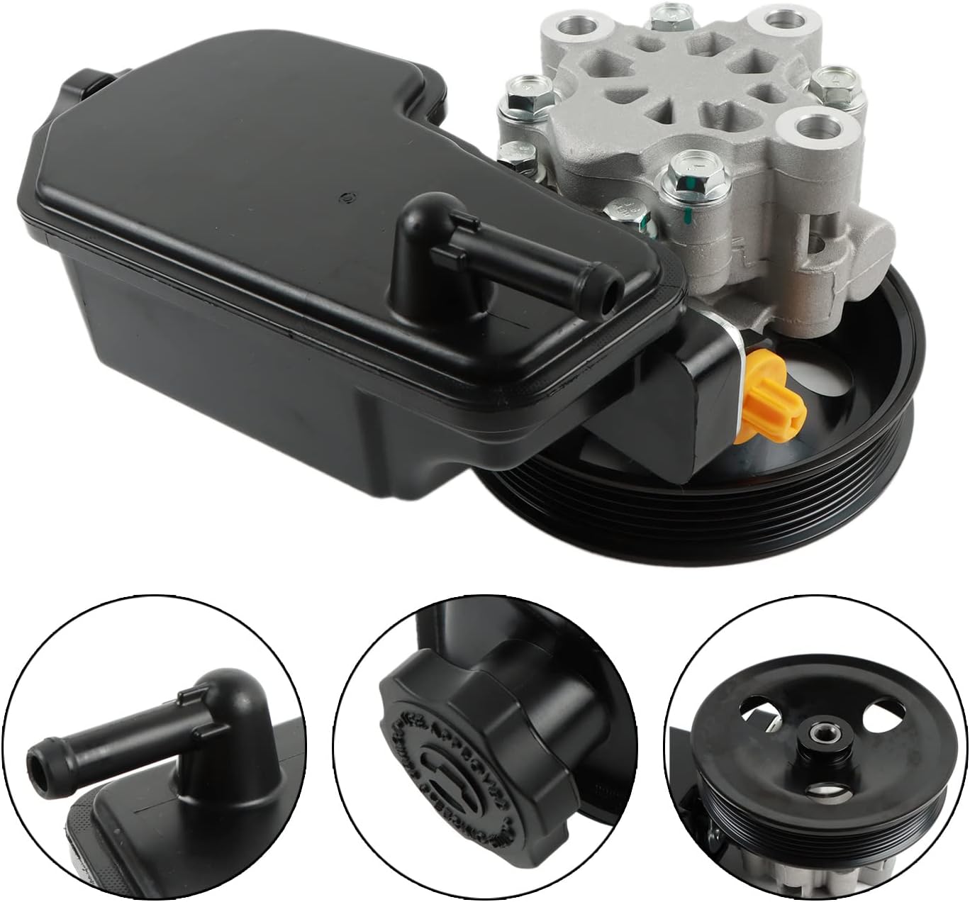 Power Steering Pump with Reservoir & Pulley Fits for 2005-2007 Dakota 3.7L 4.7L Replaces OE 21-5429