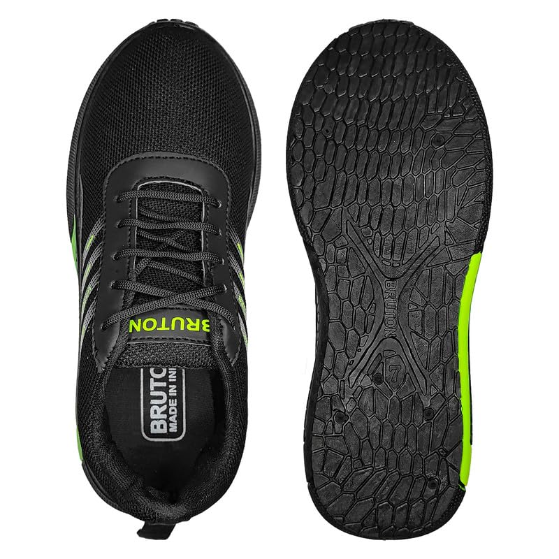 Image of 512 Men's Black /Green Mesh with Sole of PVC Sports Shoe for Running, Gym and Sports Activity