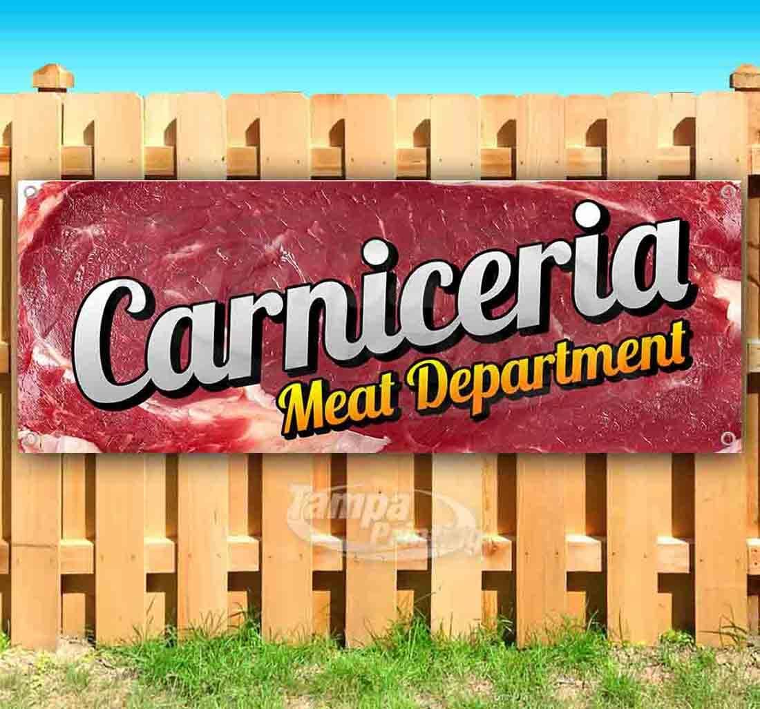 Carniceria Meat Department Banner 13 oz | Non-Fabric | Heavy-Duty Vinyl Single-Sided With Metal Grommets