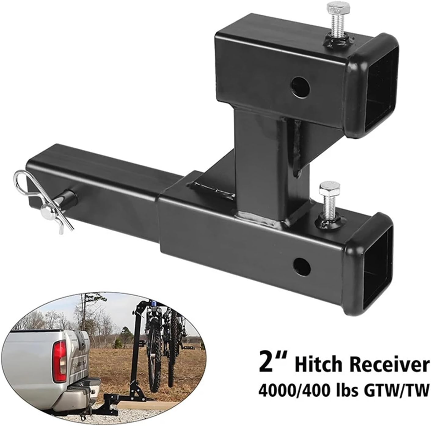 Dual Hitch Extension with Single Post 2-inch Receiver Trailer Extended Double Drag Towing Accessories