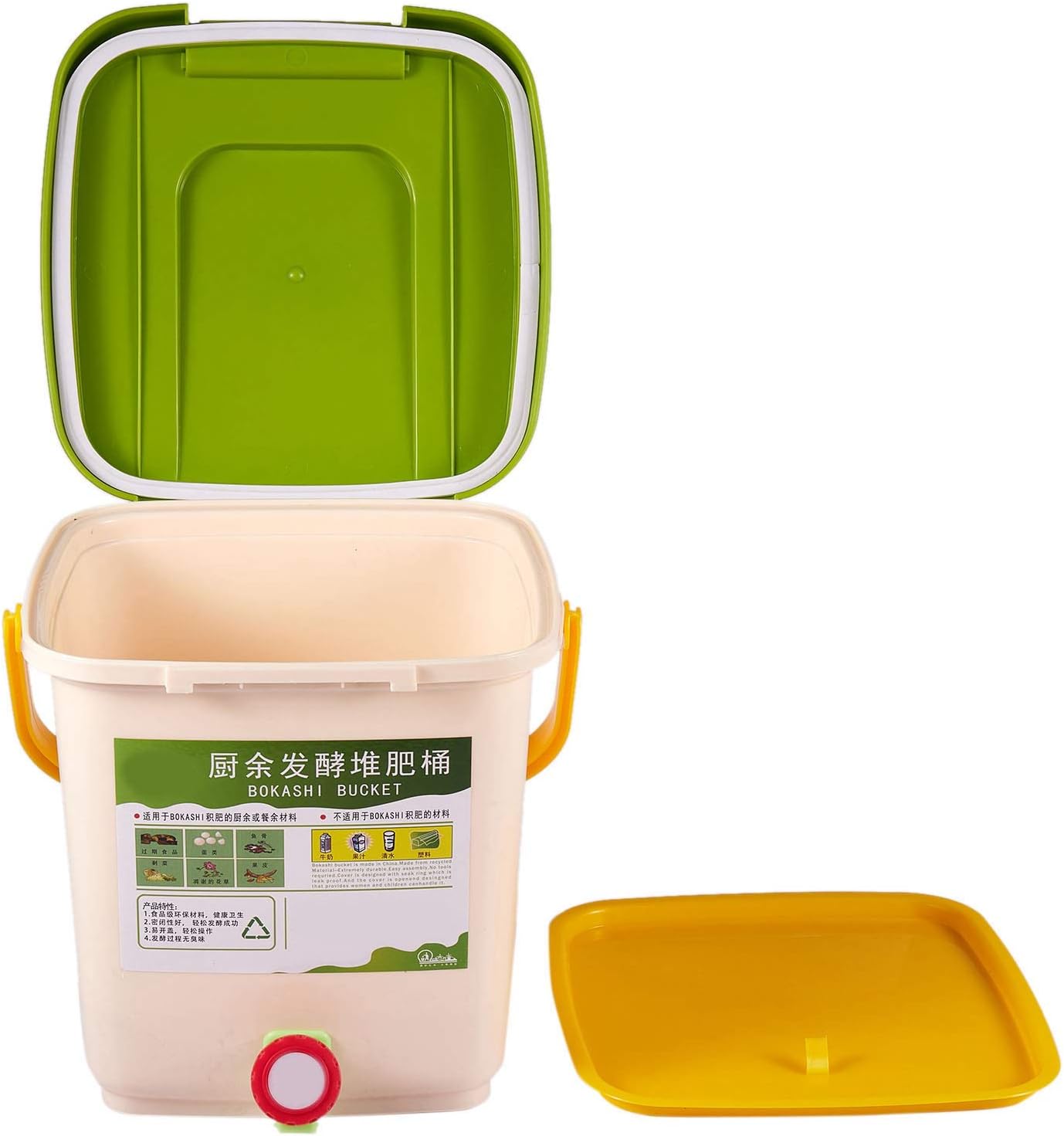 12L Compost Bin Recycle Composter Aerated Compost Bin PP Organic Homemade Trash Can Bucket Kitchen Garden Food Waste Bins