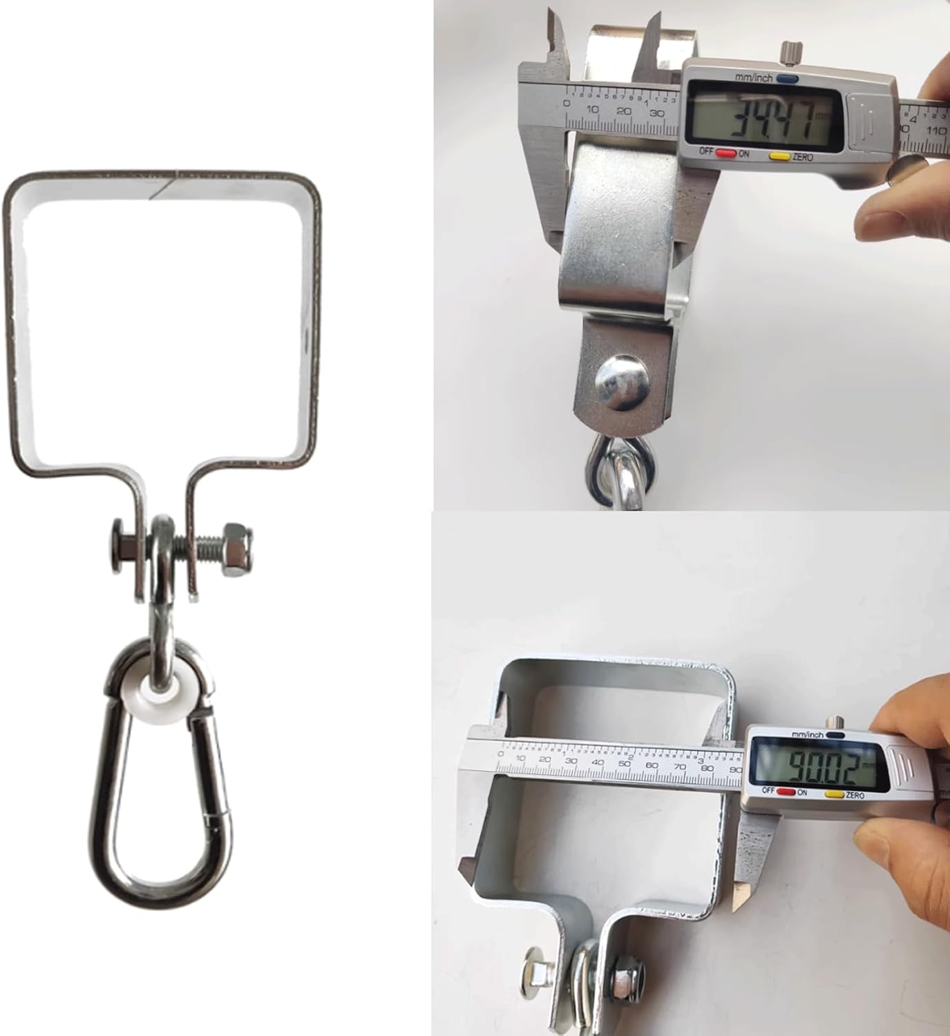 Hammock Hooks，Swing Hooks Heavy Duty， Swing Hook Swing Square Pipe Hook Horizontal Bar Swing Buckle Accessories Load-Bearing Lifting Ring Square Tube Fastener(90 * 90 mm)