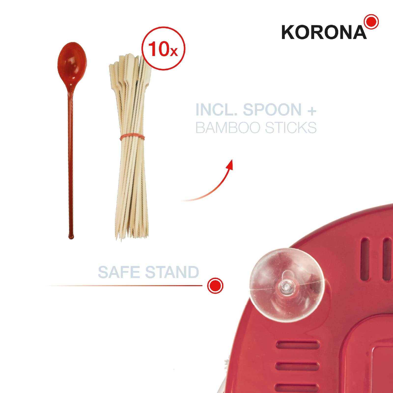 Korona 41200 Zuckerwattemaschine 500 Watt Inkl. Dosierlöffel 10 Holzstäbchen