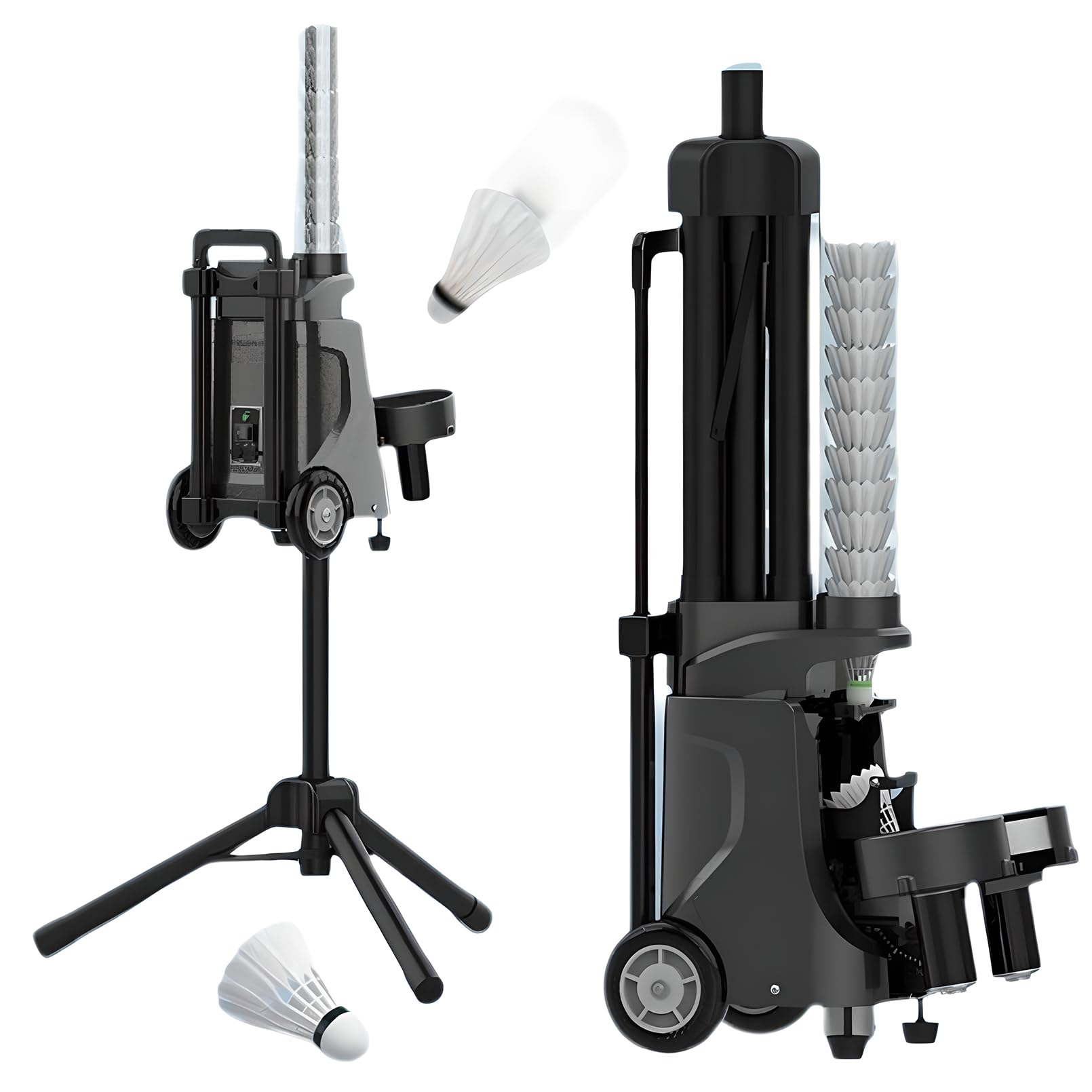 Máquina de entrenamiento de bádminton portátil con control de aplicación, rango de 30 metros, ideal para sesiones de práctica