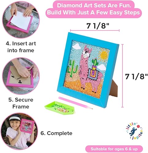 Vista 26 de Little Jupiter Kits de arte de diamantes para niños con marco de 7 1/8 x 7 1/8 pulgadas, arte de diamantes para niños, kits de arte de diamantes