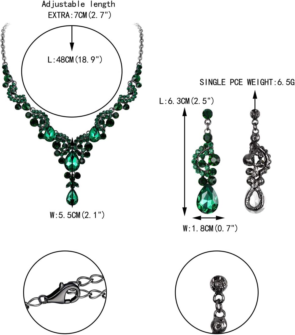 EVER FAITH Rhinestone Crystal Bridal Floral Wave Teardrop Necklace Earrings Set - Image 5