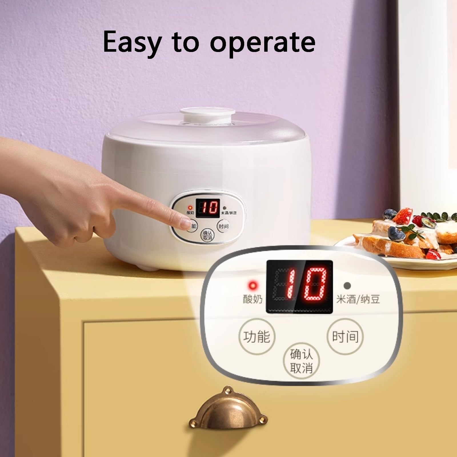 Macchina per La Preparazione di Yogurt Probiotico, Yogurtiera, Capacità Sufficiente, Controllo Intelligente Della Temperatura, Adatta All'uso Familiare