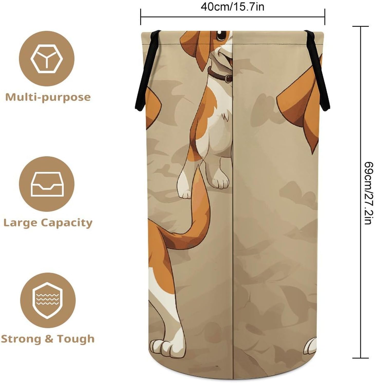 Cartoon Beagle Dogs Laundry Basket Dirty Clothes Bin, Waterproof Laundry Hamper, Laundry Bag, Clothes Hamper Stands for Bedroom, Towels,Clothings image 2