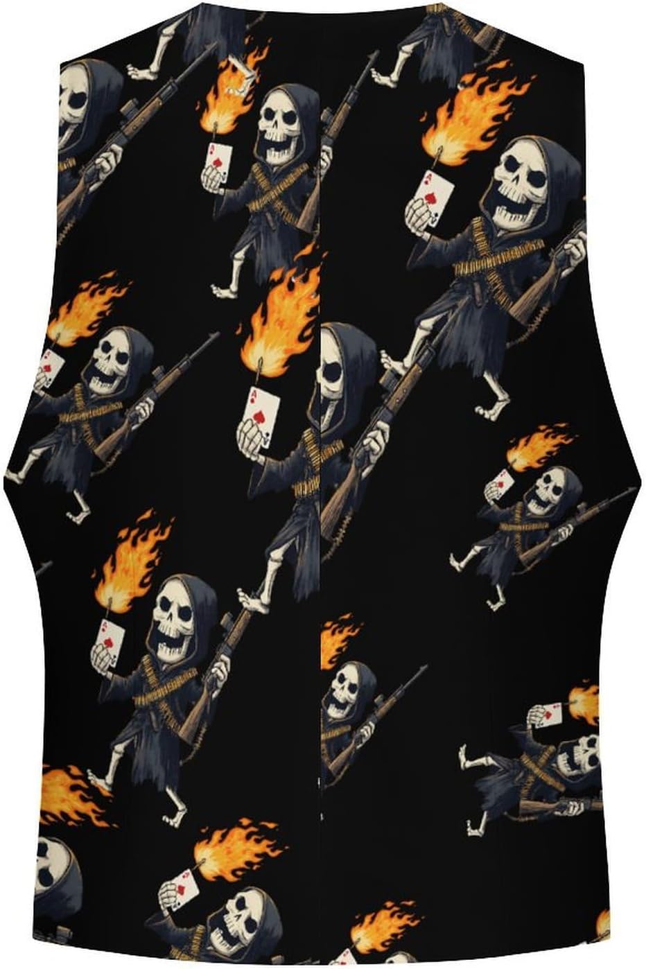 Poker Skull Grim Reaper Men's Suit Vest Formal Vests Casual Dress Fit Waistcoat Casual Tuxedo for Business