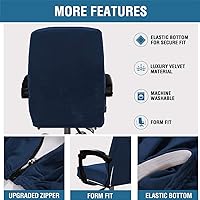 Vista 5 de Funda para silla de oficina con fundas para reposabrazos, funda elástica de terciopelo suave para silla de escritorio, fundas protectoras para silla