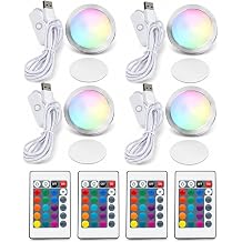 Remote Control RGB LED Lamp Kit for Bambu Lab 3D Printer Accessories-3D Printer DIY Multicolor Light Includes Button Battery Makerworld Hardware Model Spare Parts 5V USB Powered 4pcs
