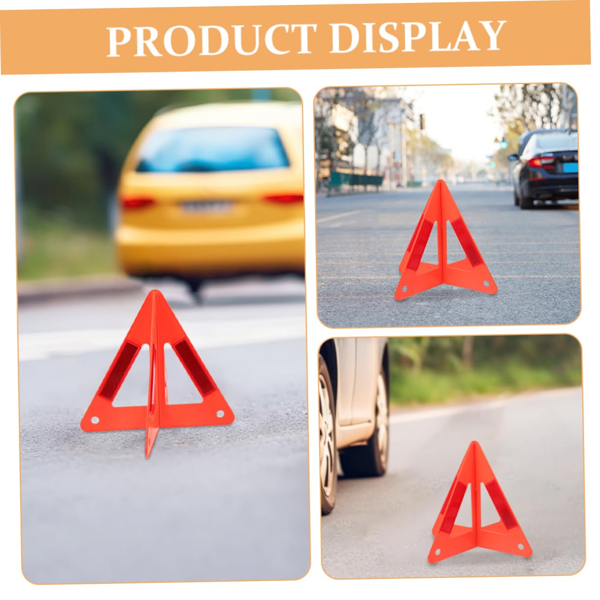 GLEAVI Segnale di Avvertimento per Auto Triangolo di Segnalazione Segnali di Avvertimento Triangolari Triangolo di Emergenza Triangoli per Camion Rosso Plastica