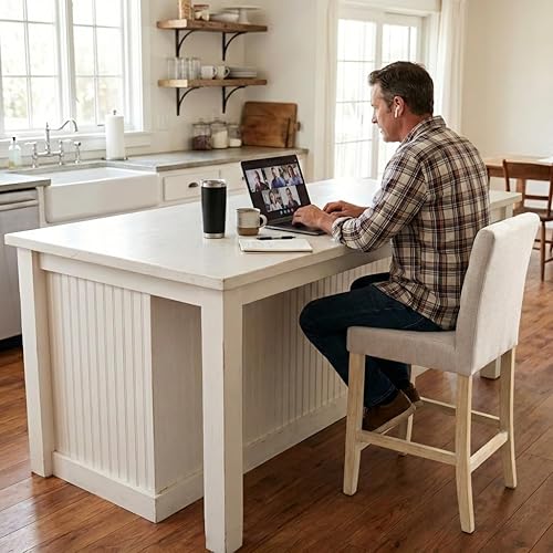 Miniatura 5 de YOUNIKE Modern Bar Stool, Counter Height Barstool with Comfy High Back & Wood Legs, Fabric Kitchen Chair for Island & Dining Room, Already Negro x 1