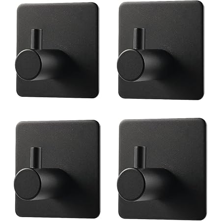 4 Piezas Ganchos Adhesivos,Fuerte Ganchos Autoadhesivo Inoxidable Adhesivos Gancho,Gancho Pared Puerta Colgadores Toallero Perchero Adecuado para ...