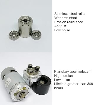 DC24V Peristaltic Pump Motor 3000mL/min Self Priming DC Reduction Motor Dosing Pump with Metal and Silicone Construction