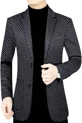 LIXINGHEITANG Men Houndstooth Business Casual Suits Jackets Korean Design Coats Spring Autumn Slim Clothing