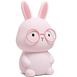 Bunny Lamp for Kids ,Rabbit Night Light with Color Changing, Rechargeable LED Nightlight for Easter Gift,Silicone Bedside Touch Lamp ,3 Levels Dimmable /Timmer Nursery Bedroom Light, Baby Room Decor