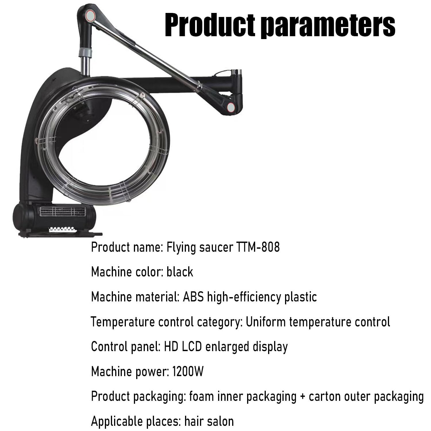 DPLXQPP Orbital Rotating Hair Processor,Infrared Hair Heater for Hairdressing,Salon, Hairdressing,Hair Coloring,Hair Dryer with Rolling Base,220V