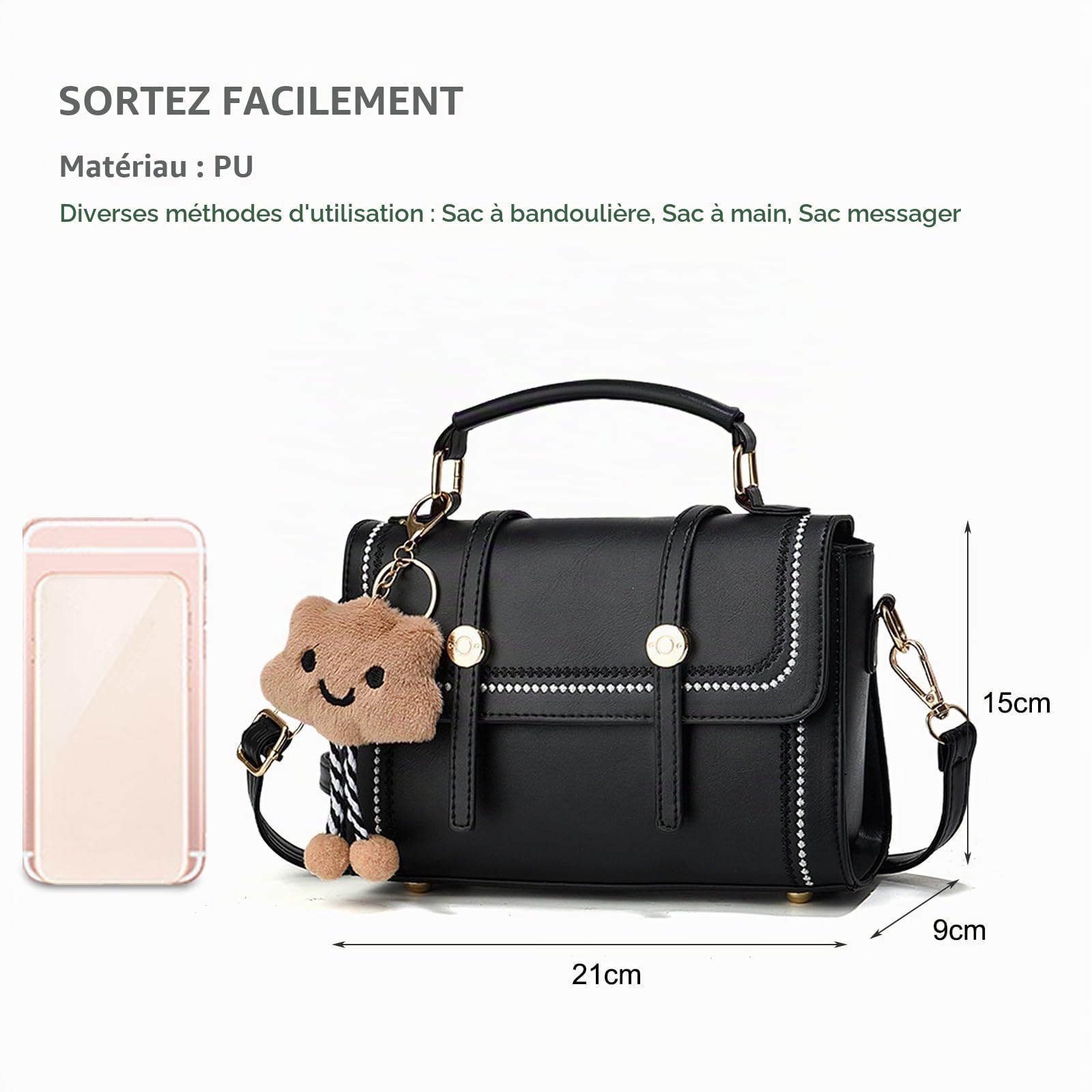NICOLE & DORIS Petit Sac à Main Chic Femme Sac Bandouliere Mode Sac Mignon Fille Sac Portés Epaule PU Cuir Sac D'épaule Sac Besace Sac Messenger Sac Soiree