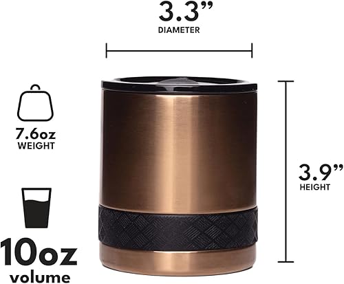 Miniatura 2 de Elemental Recess Lowball vaso de acero inoxidable de triple pared de 10 onzas con tapa Tritan no astillada vaso de whisky aislado taza de café