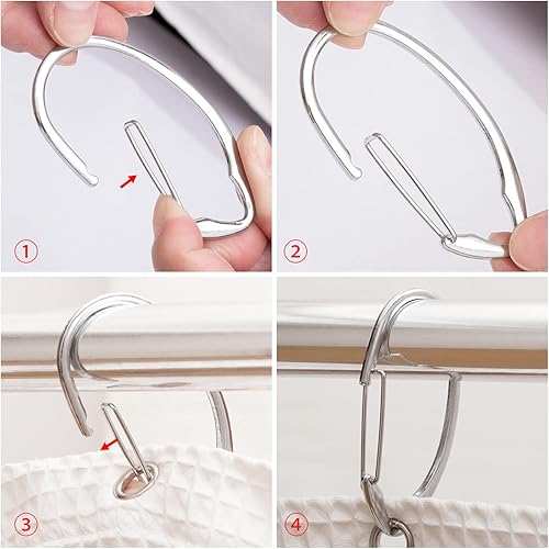 Miniatura 5 de Utopia Alley Ganchos de ducha  Anillos de cortina de ducha para baño  Ganchos de cortina de ducha a prueba de óxido para cortina de ducha o forro