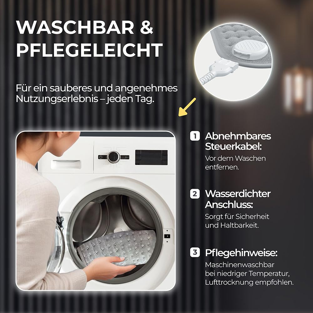 BR Bringer Infrarot Heizkissen mit Klettverschluss für Rücken, Bauch, Taille - Wärmekissen mit Abschaltautomatik, Überhitzungsschutz, 6 Heizstufen (25-60°C), LED Display, waschbar (Grau, 60 x 30 cm)